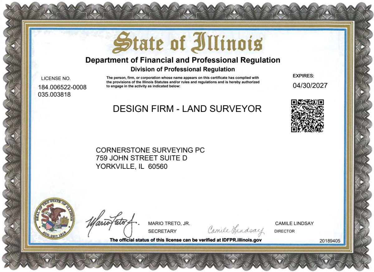 state of illinois professional regulation certificate 2025
